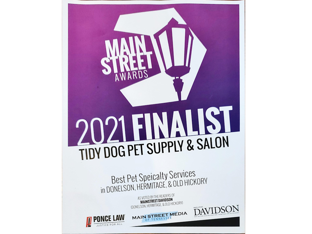 Tidy Dog Pet Salon is a 2021 Main Street Awards Finalist!